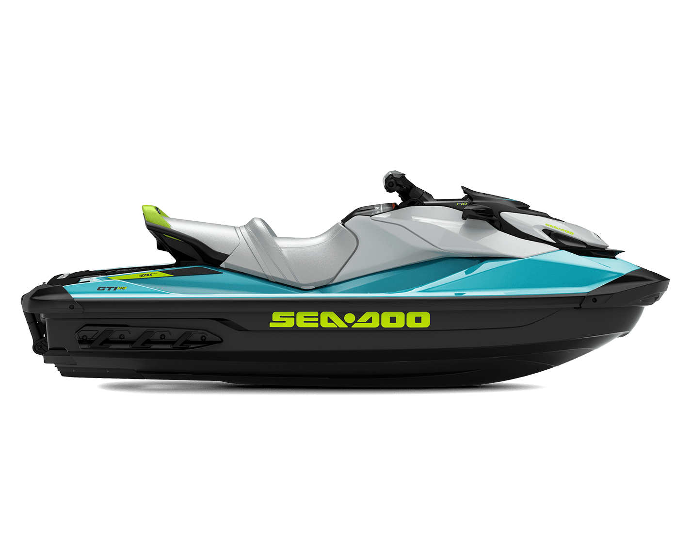 Sea-Doo GTI SE sjø- og vannscooter i blå og svart farge, designet for fritidskjøring og vannsport. Perfekt for utflukter på vannet og opplevelser med familie og venner.