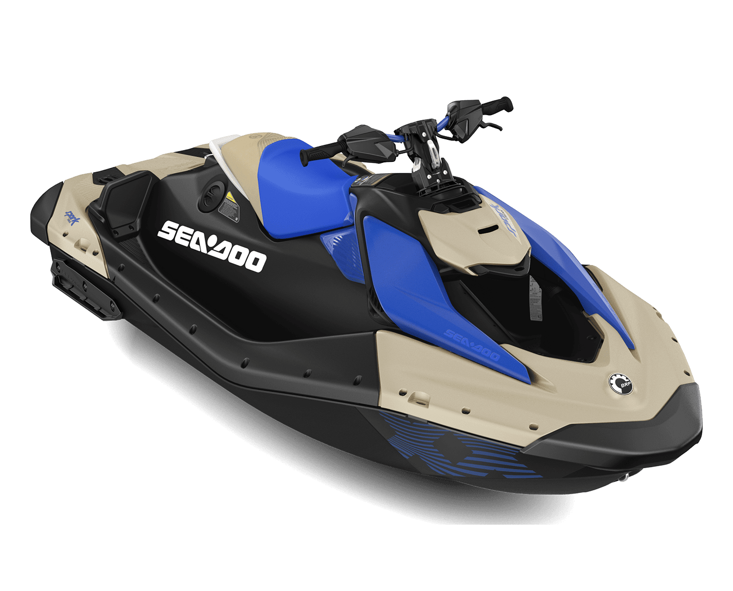 Alt tekst: Snøskuter for ATV og fritid, med blå og beige farger, egnet for utendørs moro, terrengkjøring og vinteraktiviteter.