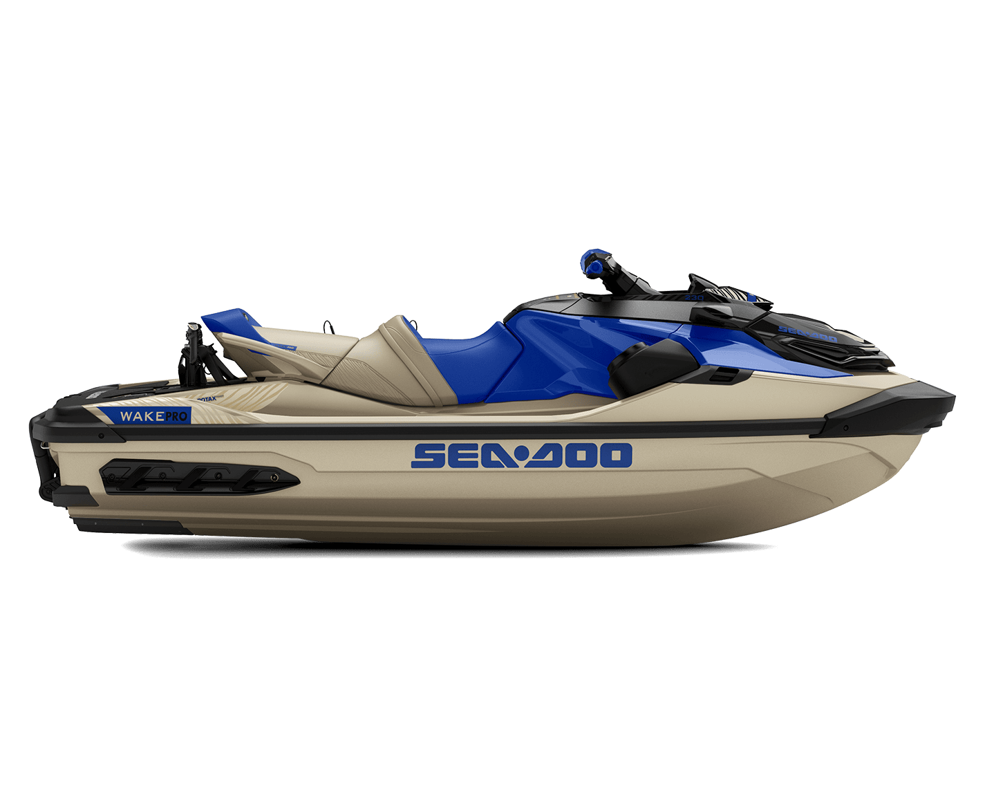 Seamless jet ski with blue and beige design, ideal for outdoor ATV og Fritid adventures, part of SEAYOO 400 series, featuring WakePro and high-performance capabilities.